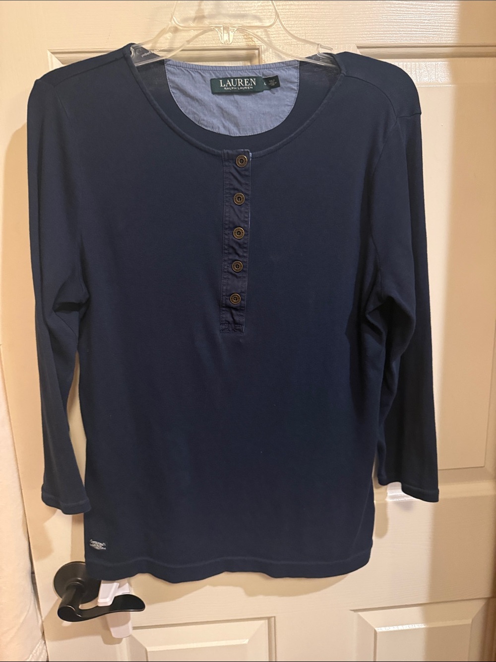Lauren Ralph Lauren Navy Henley-Style Henley Tee